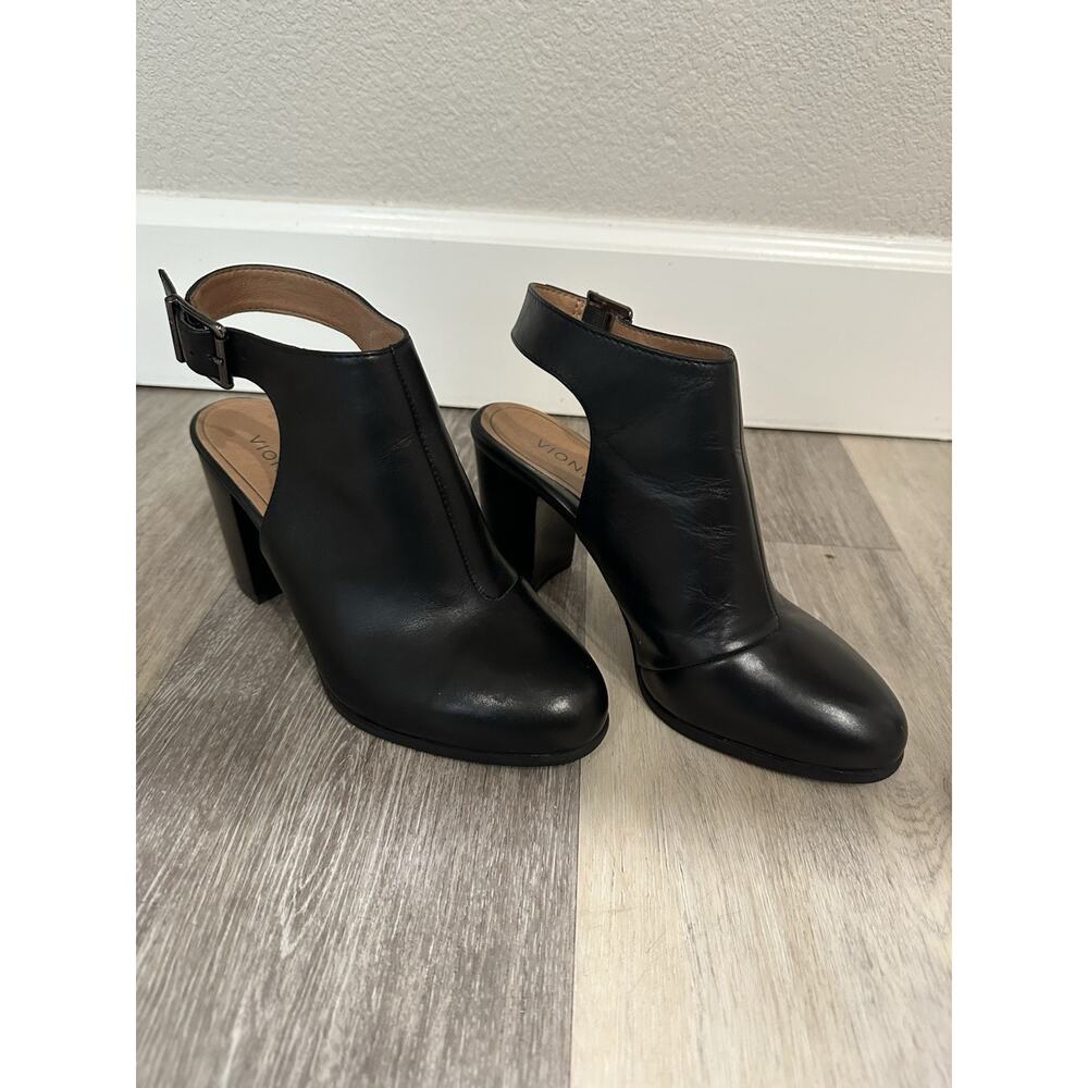Vionic Lacey Black Leather Ankle Strap Booties Womens 7 EU 38 Arch Support - Picture 2 of 7